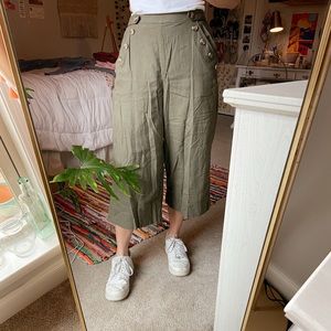 Green wide leg American eagle pants
